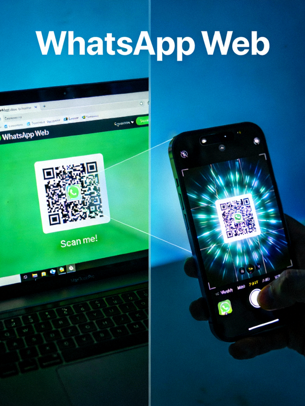 手机扫描WhatsApp网页版二维码的示意图